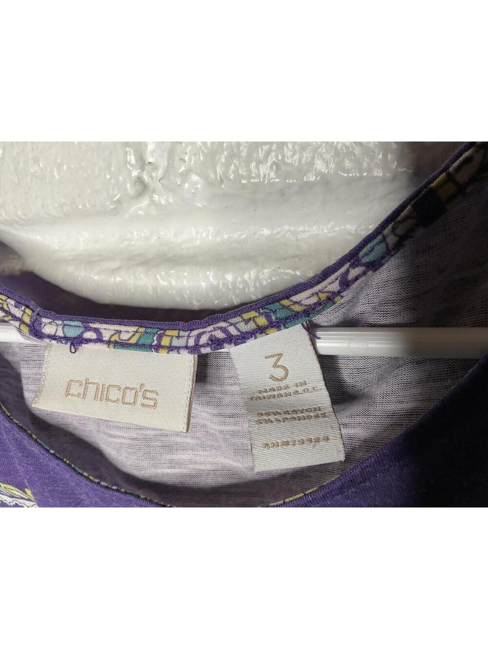 < Chico’s Multi-Colored Paisley Pattern 3/4 Sleeve Top > - Picture 2 of 3
